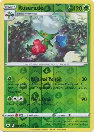 Sword & Shield Roserade #4/202 reverse holo